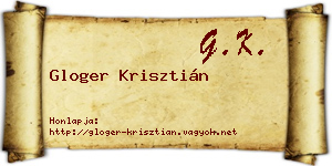 Gloger Krisztián névjegykártya