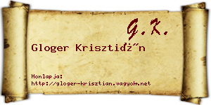 Gloger Krisztián névjegykártya